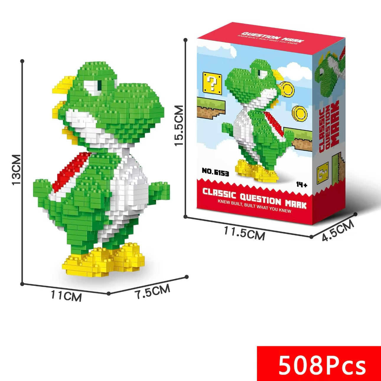 Super Mario Bros Building Block Figures Set – Mario, Luigi, Yoshi & Bee Mario