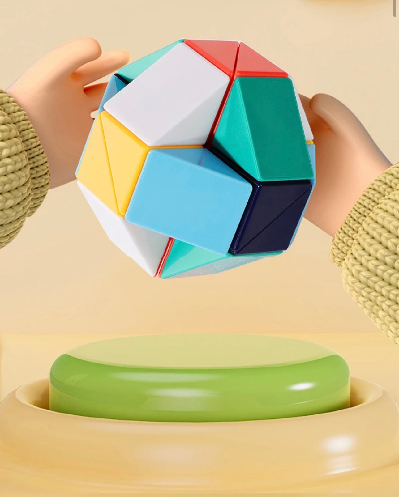 3D Transformable Snake Puzzle Fidget Toy - 24-72 Segments, Multi-Color, Stress Relief & Educational Twist Cube