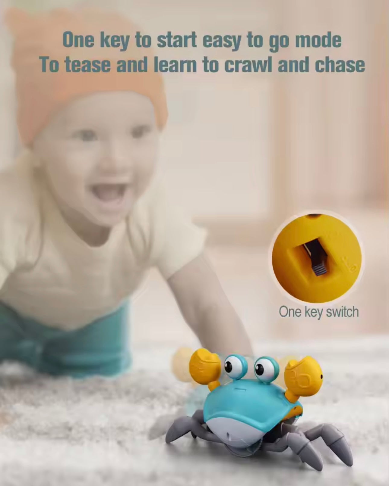 Interactive Dancing Crab Toy – Musical, Light-Up Crawling & Chase Fun for Babies and Toddlers