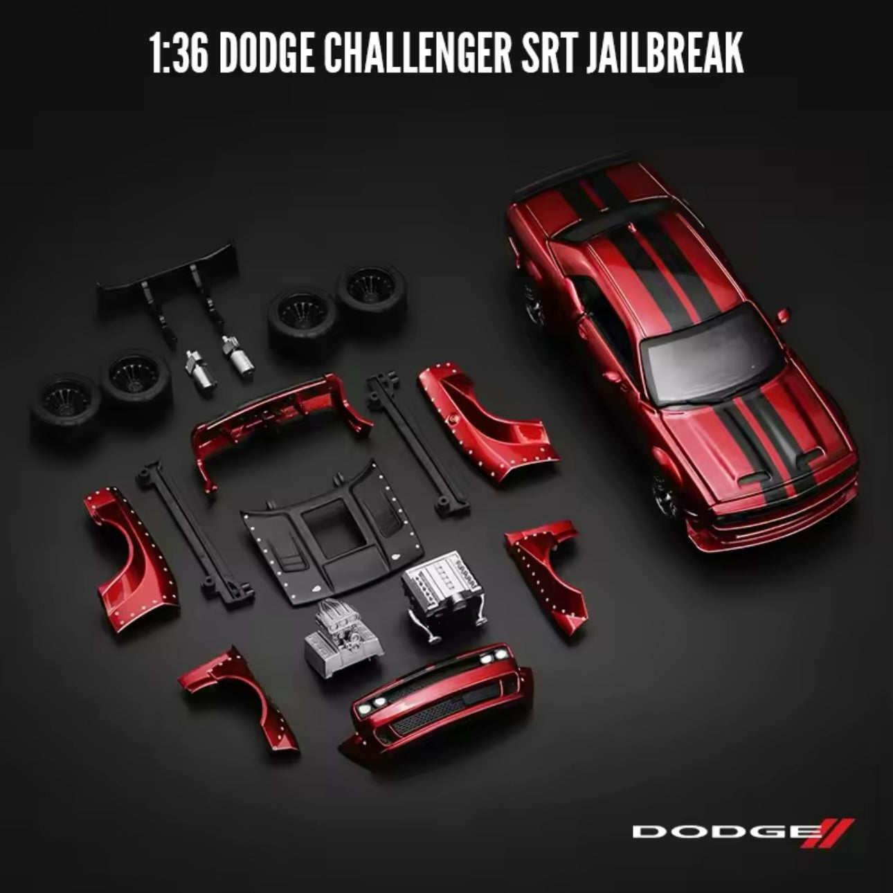 1:36 Dodge Challenger SRT Hellcat Jailbreak Diecast Model Car - Collector’s Gift