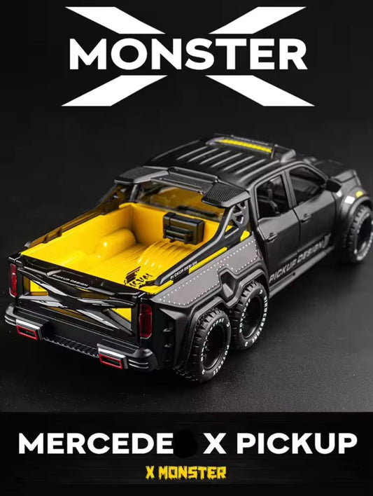 1:28 Scale Diecast Alloy 6x6 Off-Road Pickup Truck Model - Metal X-Class Simulation Vehicle