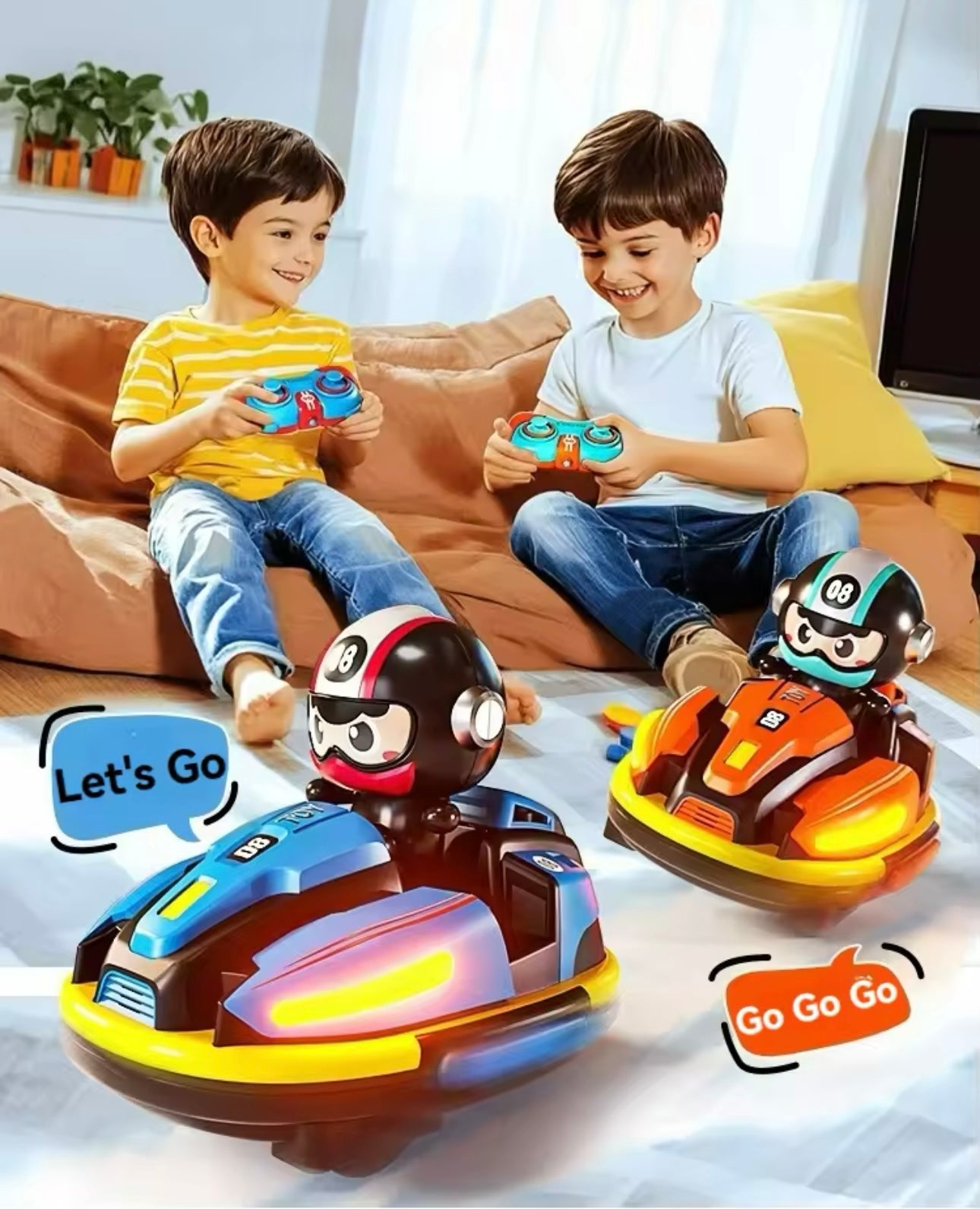 RC Battle Bumper Car Toy with Music & Lights - Catapult Robot Karting Game for Kids & Family Fun