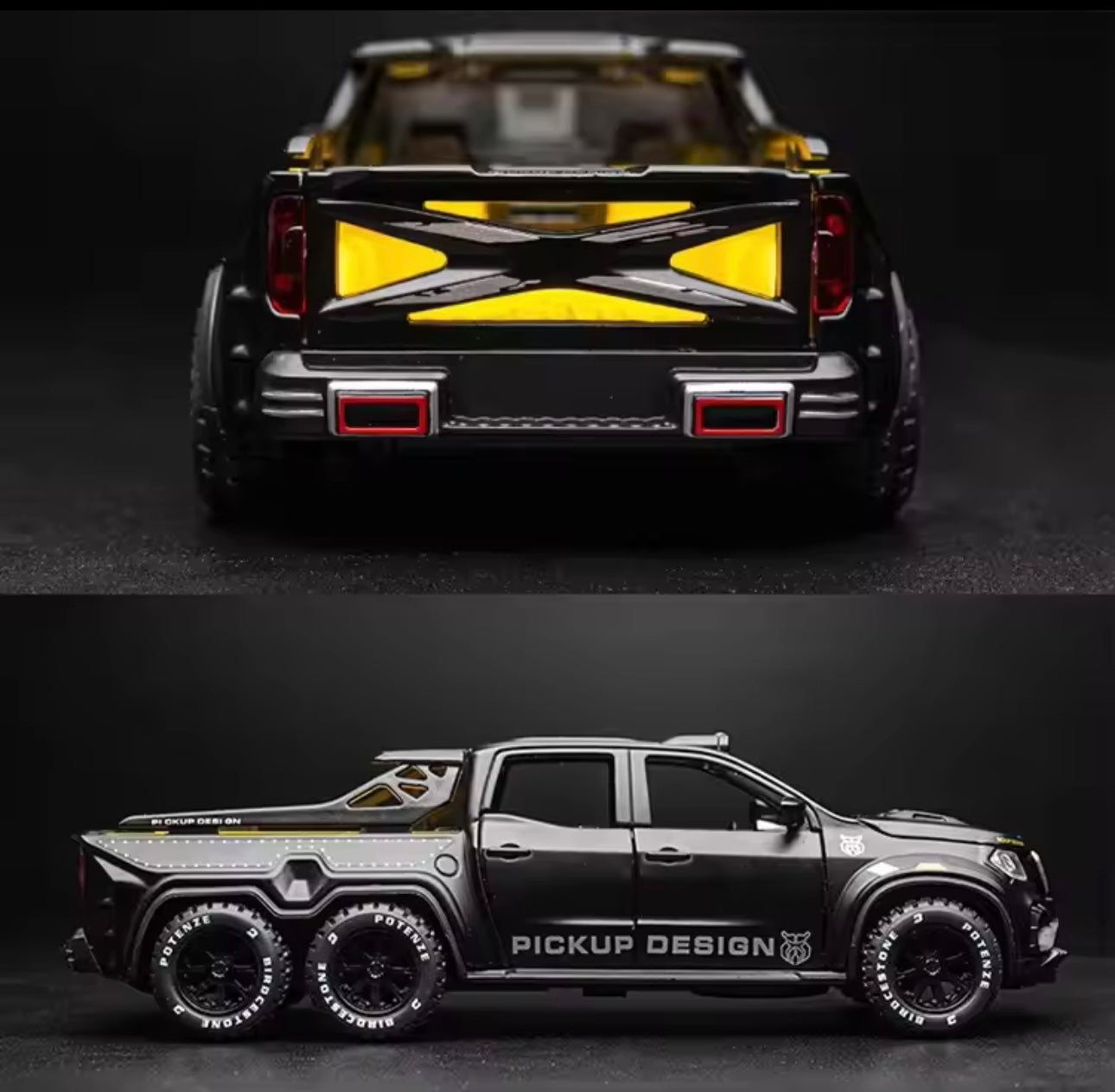 1:28 Scale Diecast Alloy 6x6 Off-Road Pickup Truck Model - Metal X-Class Simulation Vehicle