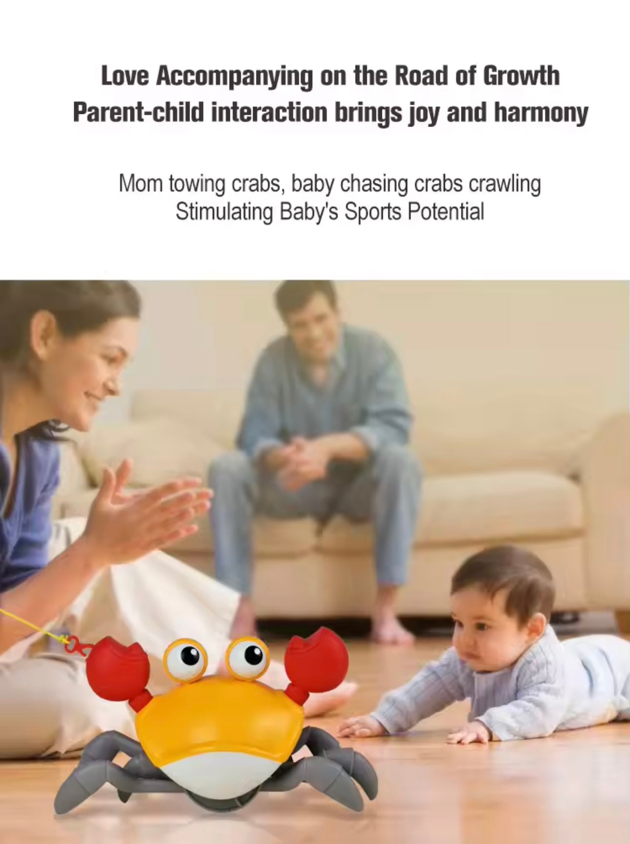 Interactive Dancing Crab Toy – Musical, Light-Up Crawling & Chase Fun for Babies and Toddlers