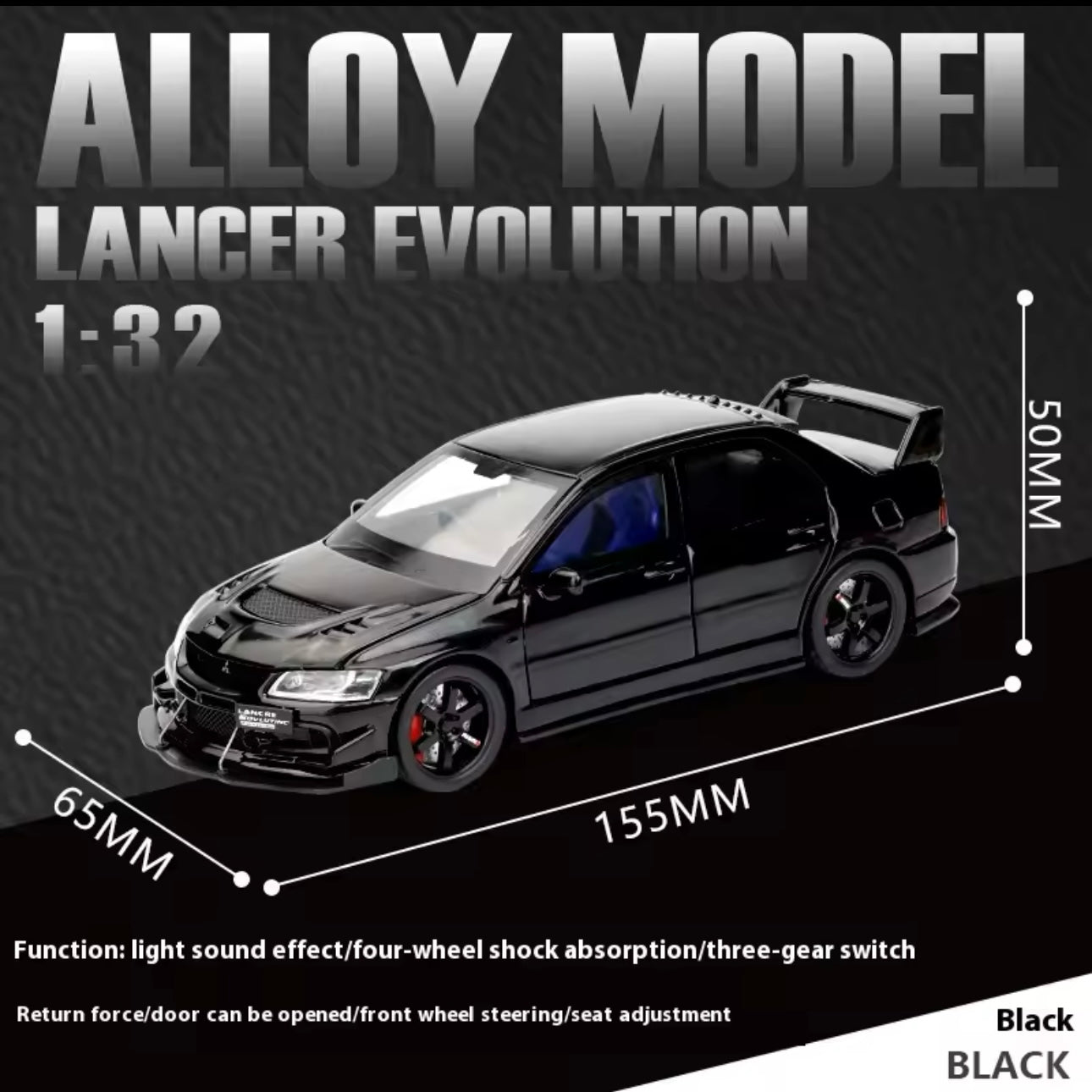 JDM 1:32 Mitsubishi Lancer Evolution IX - Super Racing Diecast Car Model, Metal Alloy Collectible