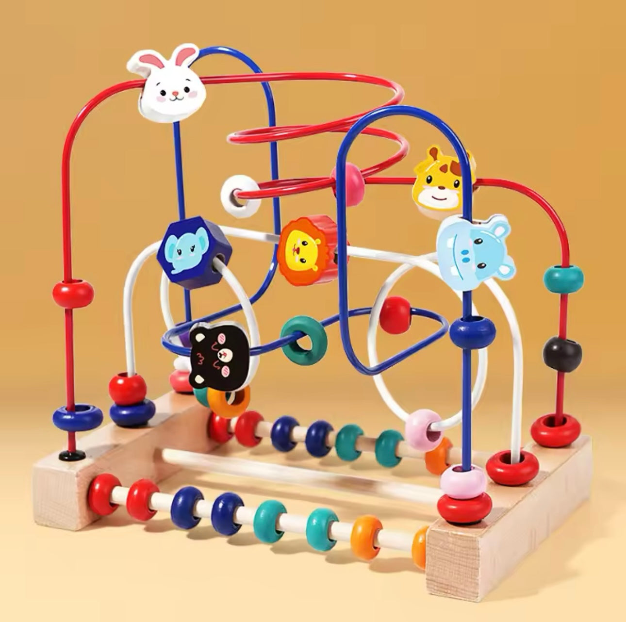 Wooden Toys Bead Maze Colorful Animals Fruits Shapes Educational Counting Learning Circle Toys Kids Classic Gifts for Toddlers