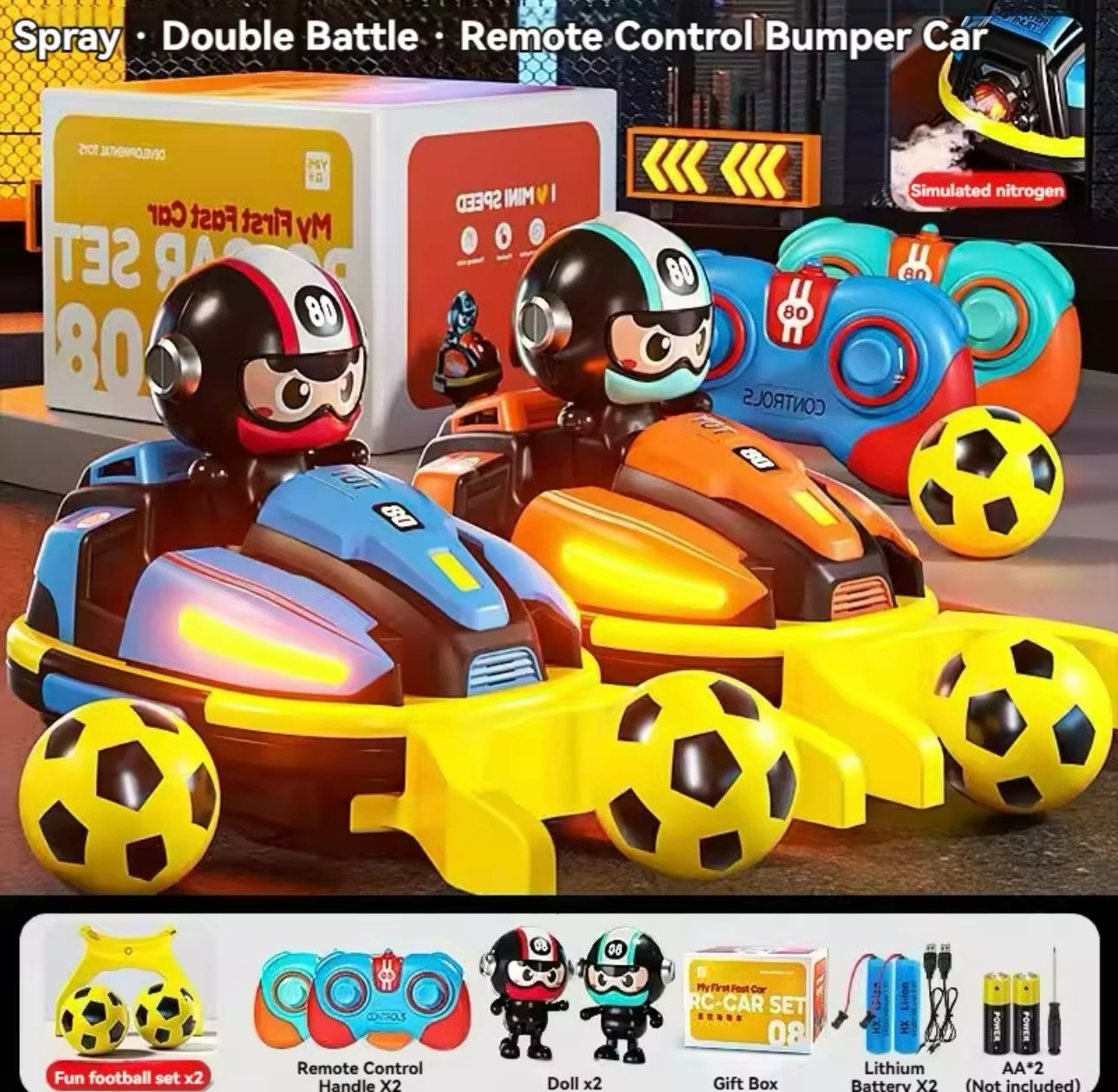 RC Battle Bumper Car Toy with Music & Lights - Catapult Robot Karting Game for Kids & Family Fun